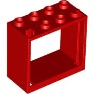 60598c5 - LEGO piros ablakkeret 2 x 4 x 3 méretű