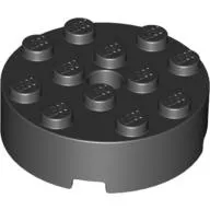 87081c11 - LEGO fekete kocka 4 x 4 méretű, kerek, lyukkal