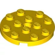 60474c3 - LEGO sárga lap 4 x 4 méretű, kerek lyukkal a közepén