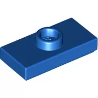 15573c7 - LEGO kék lap 1 x 2 méretű 1 bütyökkel - jumper, az alján bütyök aljzattal