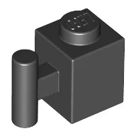 2921c11 - LEGO fekete kocka 1 x 1 méretű, fogantyúval
