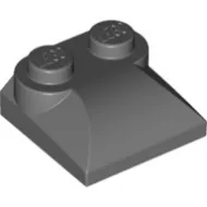 47457c85 - LEGO sötétszürke kocka 2 x 2 x 2/3 méretű, két bütyökkel, íves véggel