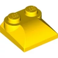 47457c3 - LEGO sárga kocka 2 x 2 x 2/3 méretű, két bütyökkel, íves véggel
