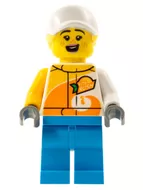 cty1314 - LEGO minifigura nő stuntz személyzet fehér sapkában
