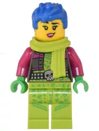 cty1506 - LEGO minifigura, lime sállal, kék hajjal