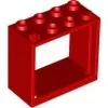 60598c5 - LEGO piros ablakkeret 2 x 4 x 3 méretű