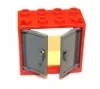 60598c560614c85 - LEGO piros ablakkeret világosszürke ablakszárnyakkal 2 x 4 x 3 méretű