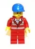 cty394 - LEGO mentős minifigura piros egyenruhában, kék baseball sapkában