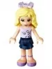 frnd049 - LEGO Friends Danielle minifigura, sötétkék rakott szoknya, levendulaszín felső, masni