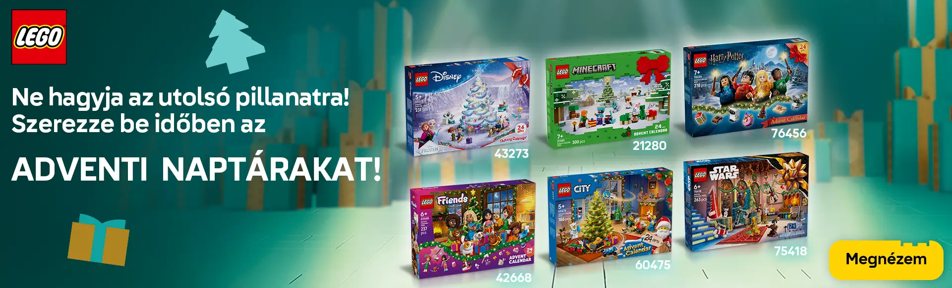 LEGO® Adventi naptárak teljes választéka!