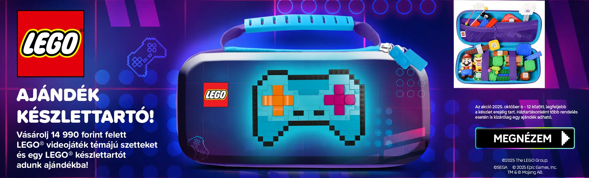 Ajándék videojáték készlettartó minden 14990 Ft feletti Gaming készlet vásárlásához. Az akció 2025. október 6 - 12 között, legfeljebb a készlet erejéig tart. Háztartásonként több rendelés esetén is kizárólag egy ajándék adható!