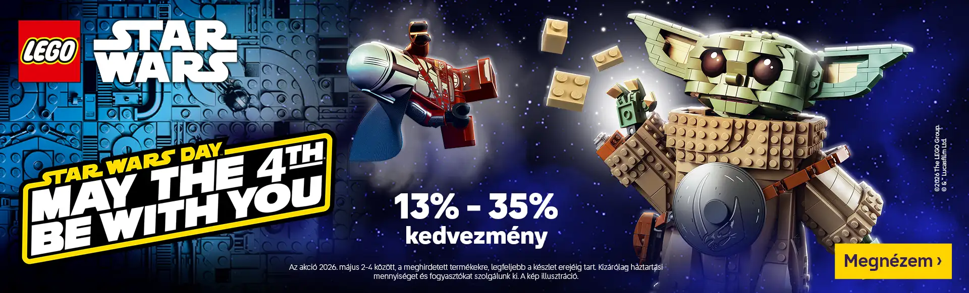 May the 4th be with you! LEGO® Star Wars akció 2026. május 2-4 között, legfeljebb a készlet erejéig.