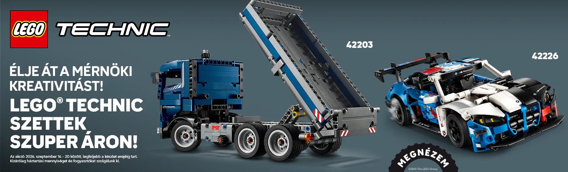 LEGO® Technic akció 2026. szeptember 14 - 20 között! Az akció legfeljebb a készlet erejéig tart és kizárólag háztartási mennyiséget és fogyasztókat szolgálunk ki.