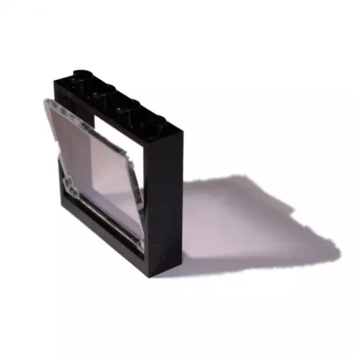 60594c1160603c12 - LEGO fekete ablakkeret átlátszó bukó-ablakkal 1 x 4 x 3 méretű