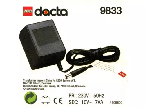 9833 - LEGO AC Adapter, 230V - 10V Transzformátor