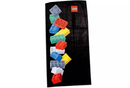 Gtowel01 - LEGO Fekete 65 x 130 cm törölköző , LEGO kocka mintáva