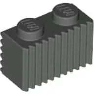 2877c85 - LEGO sötétszürke kocka 1 x 2 méretű csíkozott