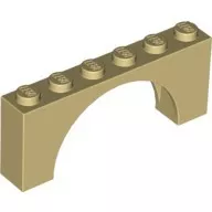 15254c2 - LEGO világos krémszínű (tan) boltív 1 x 6 x 2 méretű alsó merevítő nélkül