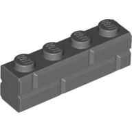 15533c85 - LEGO sötétszürke kocka 1 x 4 méretű téglafal mintával