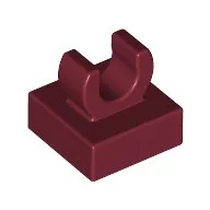 15712c59 - LEGO sötétpiros csempe 1 x 1 méretű klipsszel, lekerekített sarkokkal