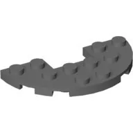 18646c85 - LEGO sötétszürke lap, félkör, 3 x 6 méretű, 1 x 2 kivágással
