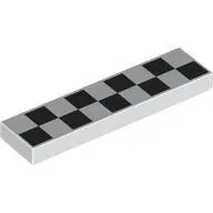 2431pb0905c1 - LEGO fehér csempe 1 x 4 méretű, fekete kockás mintával