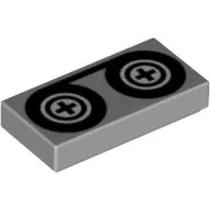 3069bp02c86 - LEGO világosszürke csempe 1 x 2 méretű magnószalag mintával