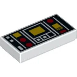 3069bpb0785c1 - LEGO fehér csempe 1 x 2 méretű, irányítópanel mintával