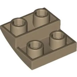 32803c69 - LEGO sötét krémszínű lejtő 2 x 2 méretű, íves, inverz