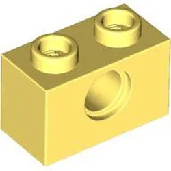 3700c103 - LEGO élénk világos sárga technic kocka 1 x 2 méretű, lyukkal