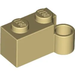 3831c2 - LEGO világos krémszínű (tan) zsanér kocka alj 1 x 2 méretű