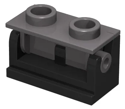 3937c05c11 - LEGO sötétszürke lap 1 x 2 zsanér fekete alapon 1 x 2 méretű