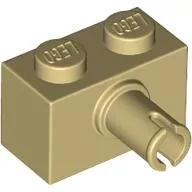 44865c2 - LEGO világos krémszínű (tan) kocka 1 x 2 méretű, pin csatlakozóval, alsó bütyök foglalattal