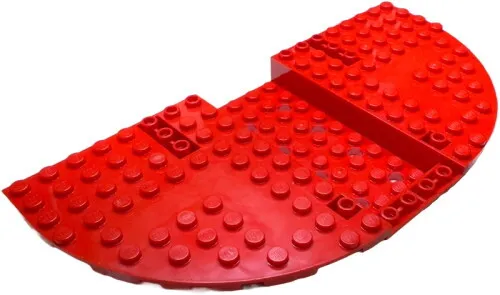 5100c5 - LEGO piros jármű alváz 20 x 10 x 1 1/3 méretű, íves sarkakkal, 4 x 9 méretű süllyesztett lyukas résszel