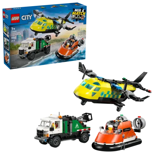 60505 - LEGO City - Repülőgép, emelőkosaras kocsi és légpárnás jármű remix