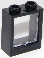 60592c01c11 - LEGO fekete ablakkeret 1 x 2 x 2 méretű, átlátszó üveggel