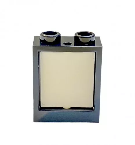 60592c1160601c1 - LEGO fekete ablakkeret 1 x 2 x 2 méretű, fehér üveggel