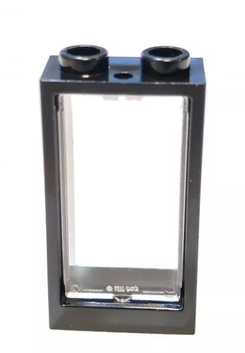 60593c1160602c12 - LEGO fekete ablakkeret 1 x 2 x 3 méretű, átlátszó üveggel