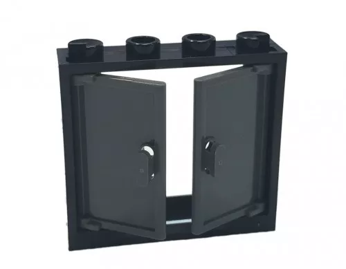 60594c1160614c85 - LEGO fekete ablakkeret sötétszürke ablakszárnyakkal 1 x 4 x 3 méretű