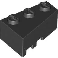 6564c11 - LEGO fekete lecsapott kocka 3 x 2 méretű, jobbos