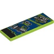 69729pb150c34 - LEGO lime csempe 2 x 6 méretű, 'NO LIMITS' felirattal, soapbox versenyző mintával