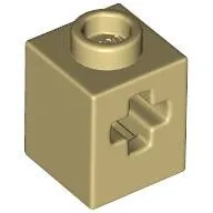 73230c2 - LEGO világos krémszínű (tan) technic kocka 1 x 1 méretű, X-lyukkal