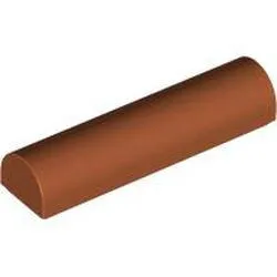 79756c68 - LEGO sötét narancssárga kocka 1 x 4 x 2/3 méretű, íves tetővel, sima