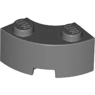 85080c85 - LEGO sötétszürke kocka 2 x 2 méretű, íves sarok megerősített alj (macaroni)