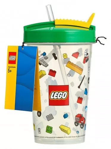 853908 - LEGO kocka mintás nagy pohár tetővel, szívószállal
