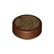 98138pb042c88 - LEGO vörösesbarna csempe 1 x 1 méretű, kerek, farönk mintával