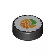 98138pb261c11 - LEGO fekete csempe 1 x 1 méretű, sushi tekercs mintával