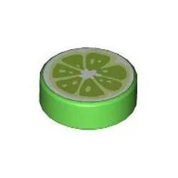 98138pb371c36 - LEGO élénk zöld csempe 1 x 1 méretű, kerek, lime mintával