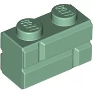 98283c48 - LEGO homokzöld kocka 1 x 2 méretű téglafal mintával