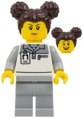 cty1833 - LEGO minifigura F1 szerelő, kontyba tett hajjal